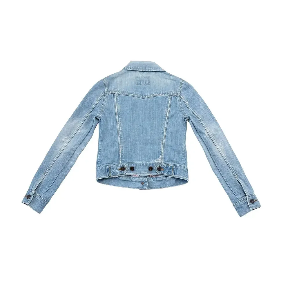 Abercrombie Kids Denim Jean Jacket Girls S Light Wash Distressed Y2K Style EUC